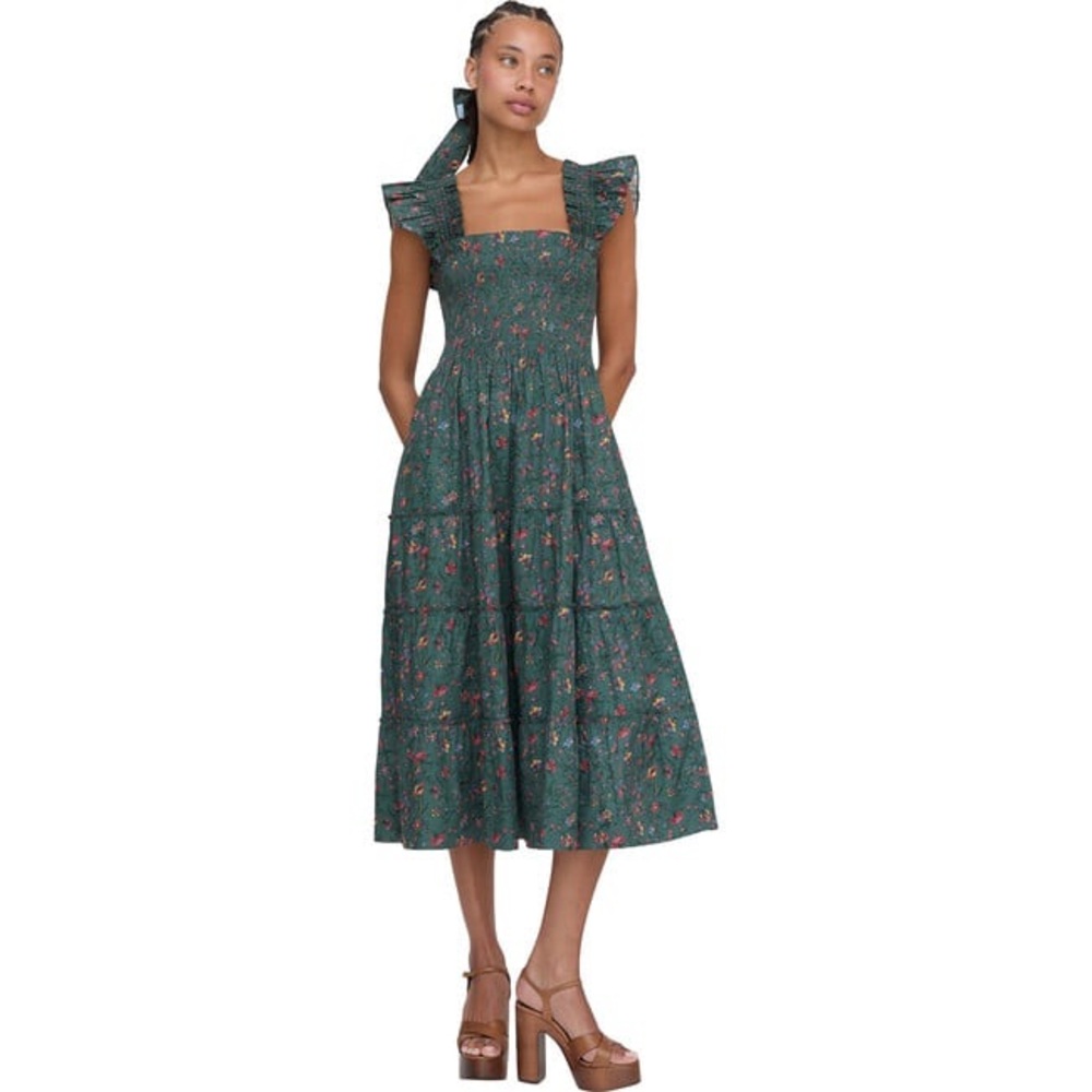 Hill House Green Floral Midi Dress - Picture 2 of 8